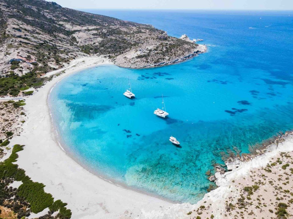 beach cove and clear sea water in Greece